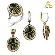 Gümüş Otantik Taşlı Set